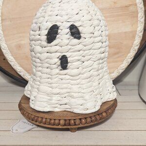 Wicker Ghost Ruffle Bottom 10" Tall x 9" Wide Halloween Figure Decor